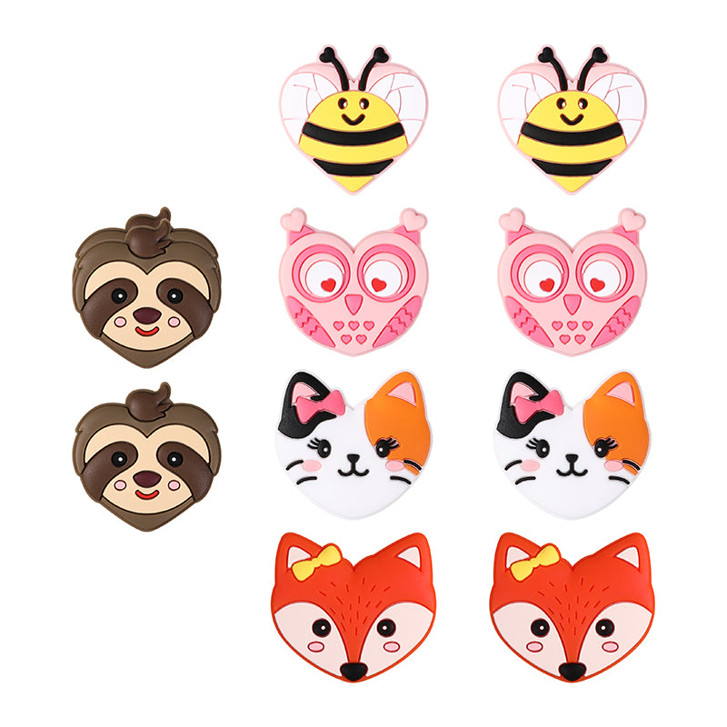 Silicone Focal Beads Valentine Day Heart Animal Variety 9