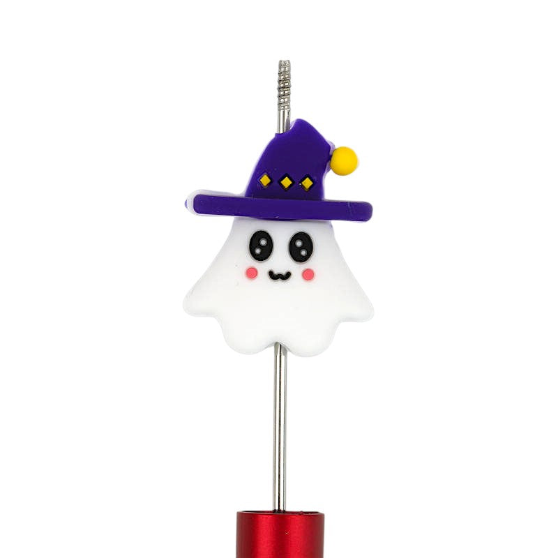 20Pcs Silicone 3D Focal Beads Halloween Witch Genie Ghost with Purple Hat 2