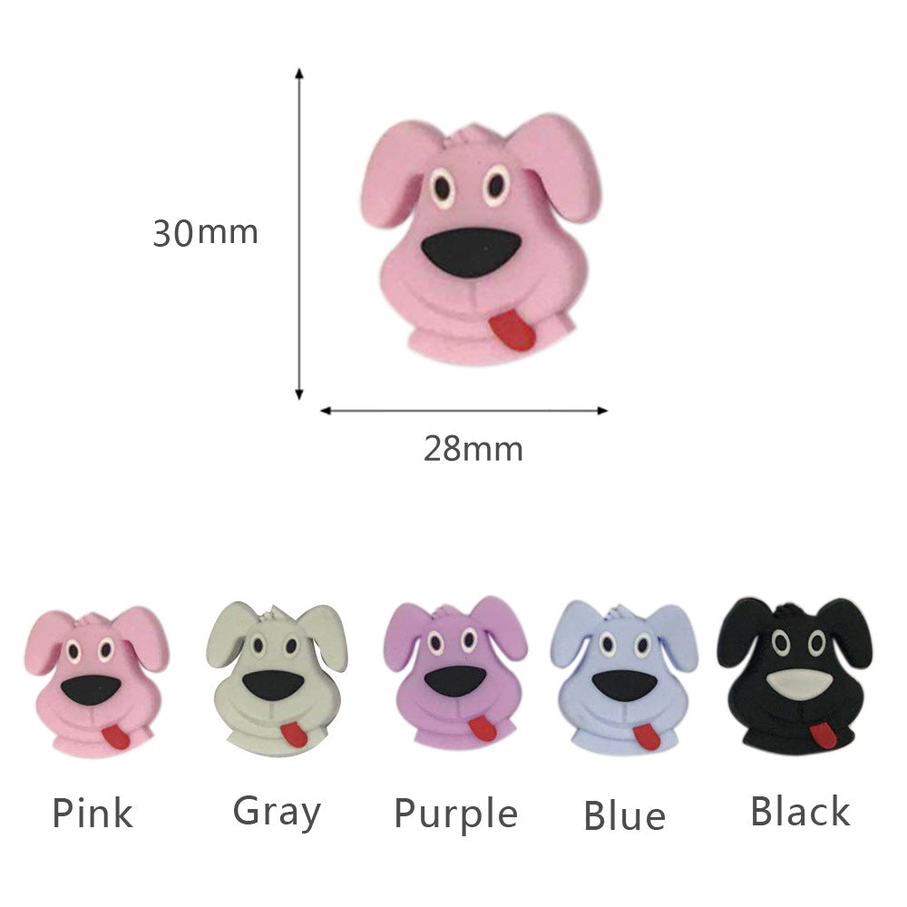 20pcs Silicone Focal Beads Puppy Front Facing Design