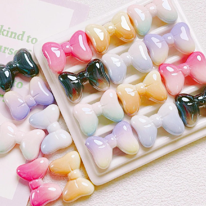 10pcs 25mm UV Finish Gradient Bow Acrylic Beads 8