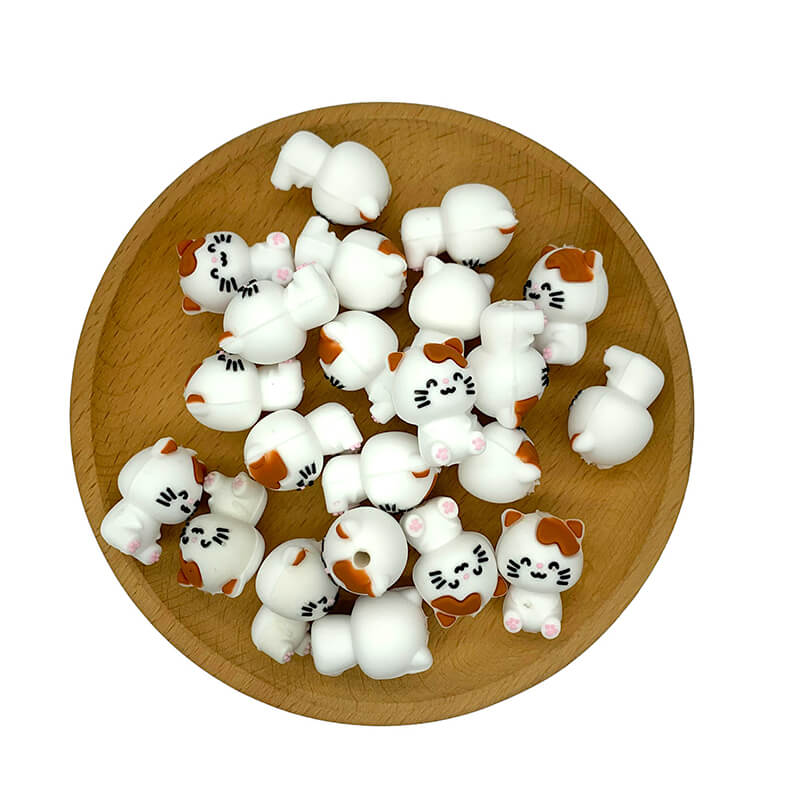 Silicone 3D Focal Beads Kitten Cat Front Facing 2