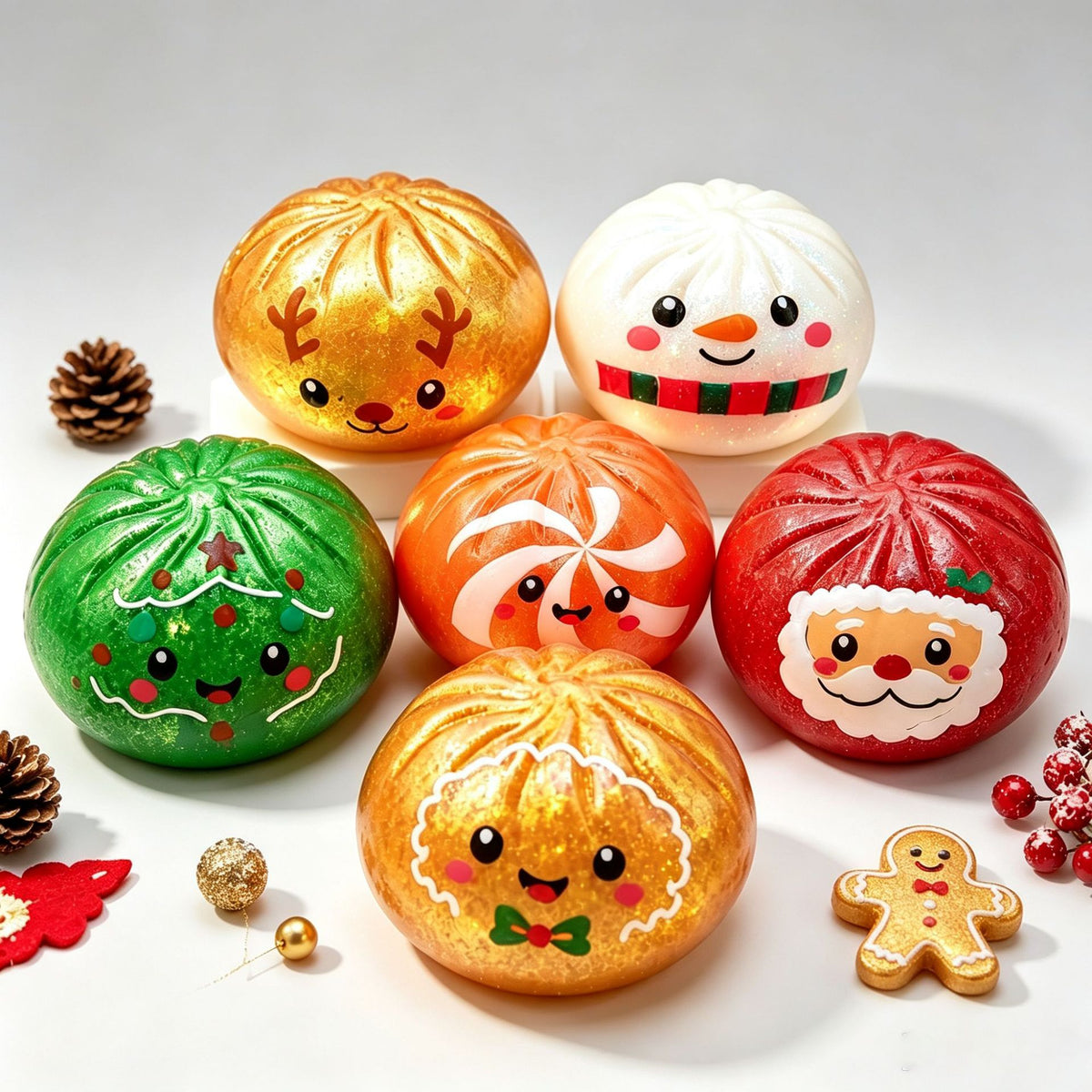 12 Pack Christmas Squishy Dumpling Jelly TPR Sensory Toy Set 2