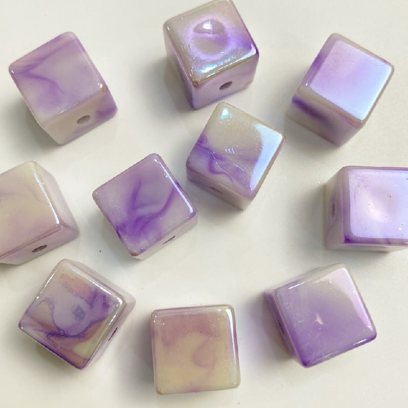 50pcs 14mm UV Finish Gradient Cube Acrylic Beads Jewelry Making 8