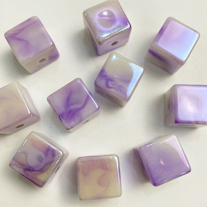 50pcs 14mm UV Finish Gradient Cube Acrylic Beads Jewelry Making 8