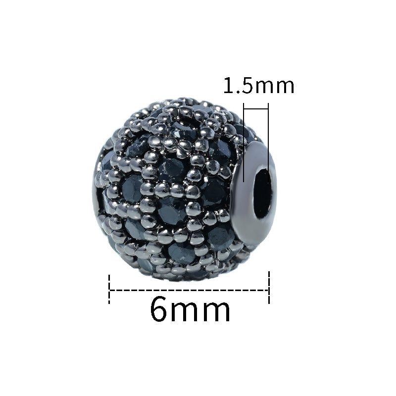 30pcs Fancy Zirconia Paved Brass Round Beads 27