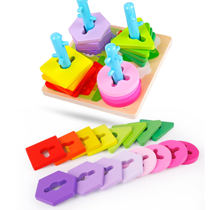 Wooden Multi-Functional Column Bead Maze Educational Toy 2