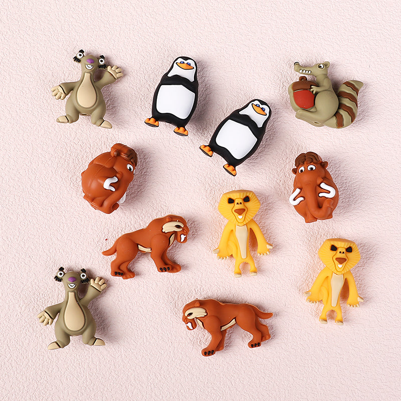 20Pcs Silicone 3D Focal Beads Penguin Animal Characters Set 5