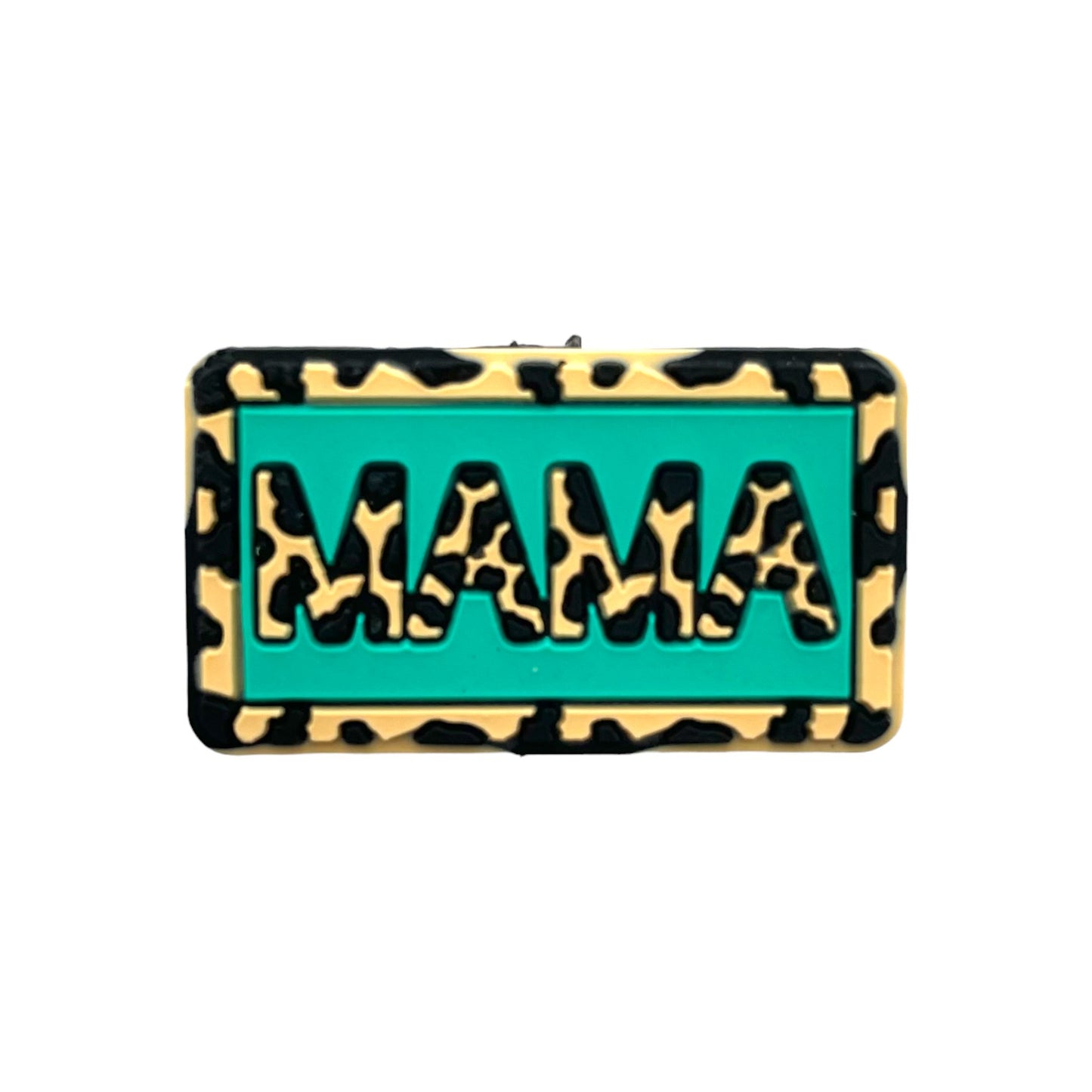 20pcs Silicone Focal Beads Mama Rectangular Block Leopard Print 4