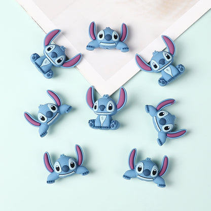20Pcs Silicone 3D Focal Beads Blue Alien Character Large Ears Half-Lying Posture 6