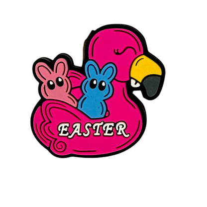 Silicone Focal Beads Easter Rose Red Duck with Bunny Figures and Printed Text