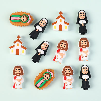 20Pcs Silicone 3D Focal Beads Religious Church Nun Jesus Mary Collection 3