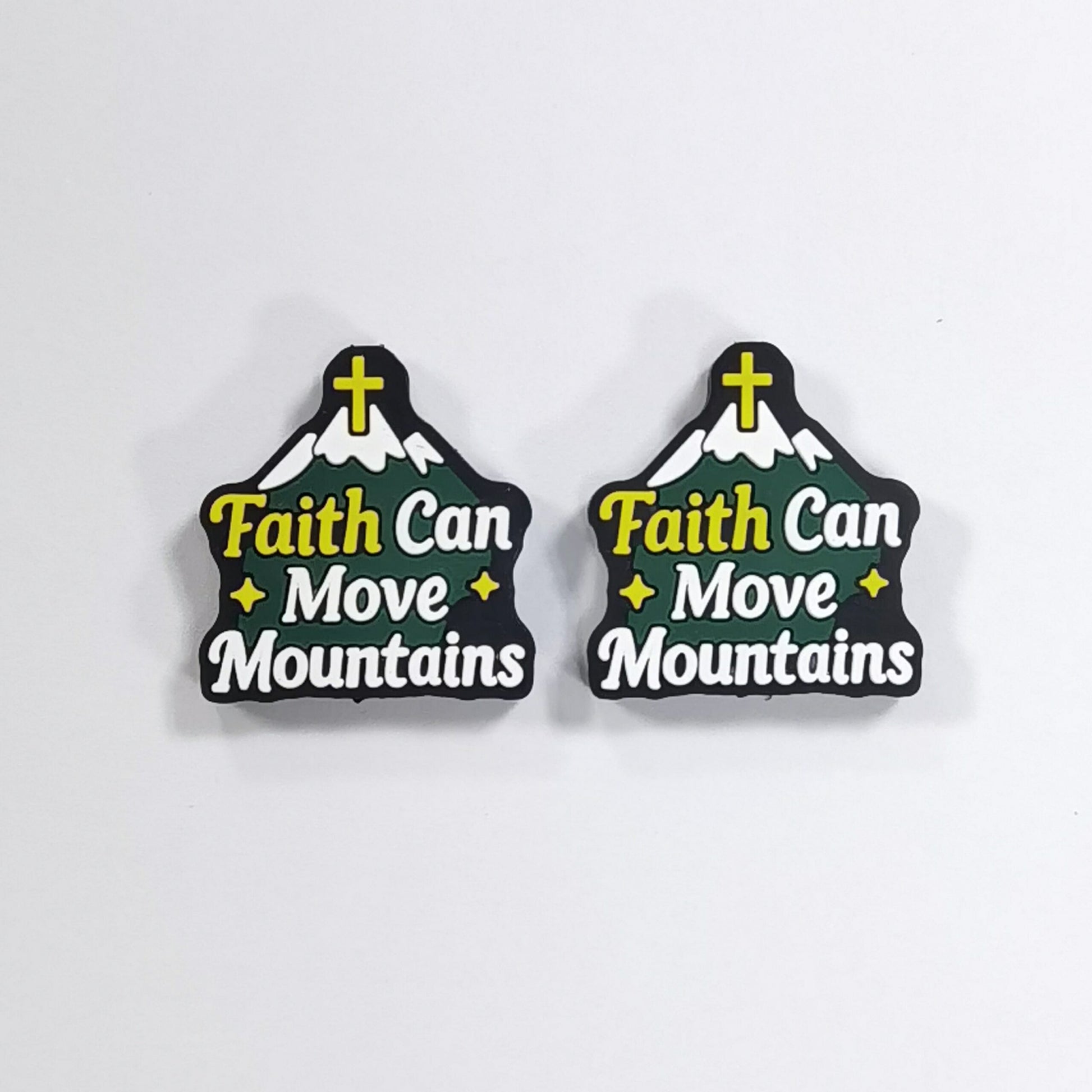 20Pcs Silicone Focal Beads Faith Can Move Mountains Mountain Shape