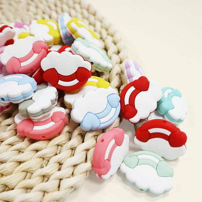 Silicone Focal Beads Cloud Rainbow Holding Heart Accents 4