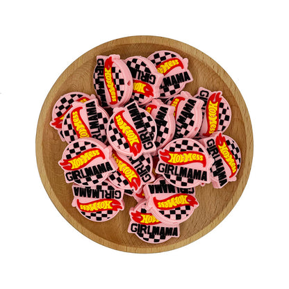 20pcs Silicone Focal Beads Hot Mess Girl Mama Text Design 2