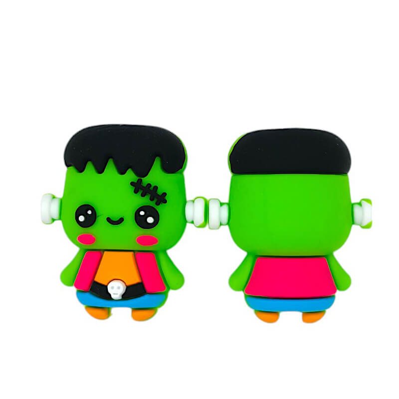 Silicone 3D Focal Beads Green Sprite Front Facing