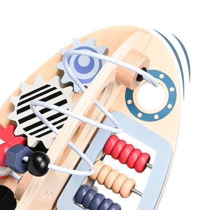 Wooden Space Rocket Bead Maze Educational Toy for Toddlers 2