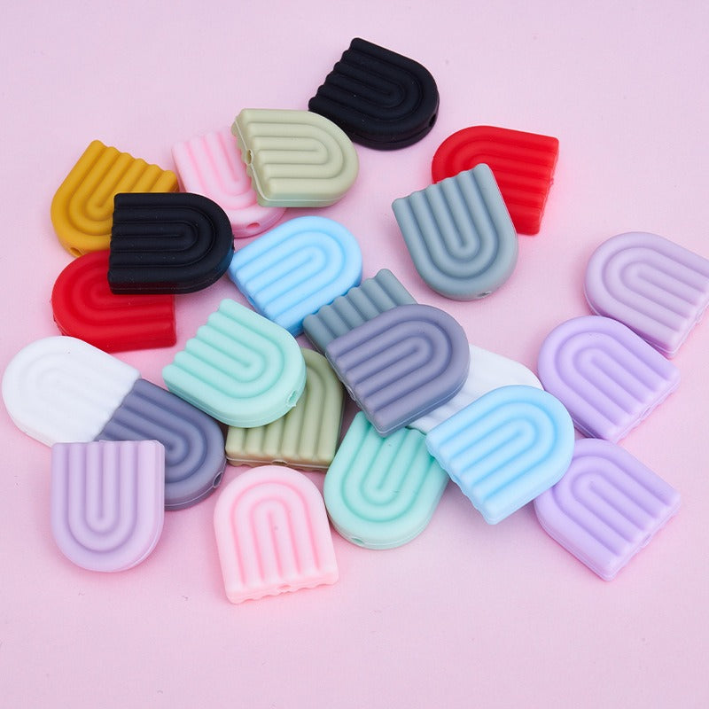 20pcs Silicone Focal Beads Arch Solid Color Design 2