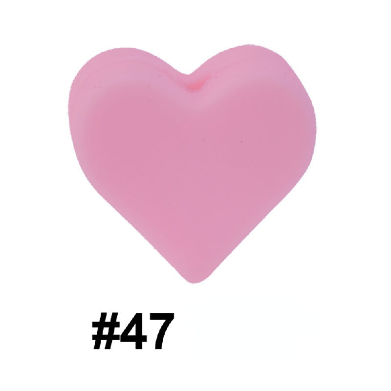 50pcs 14mm Heart Silicone Beads Colorful Diy Teether Accessories 24