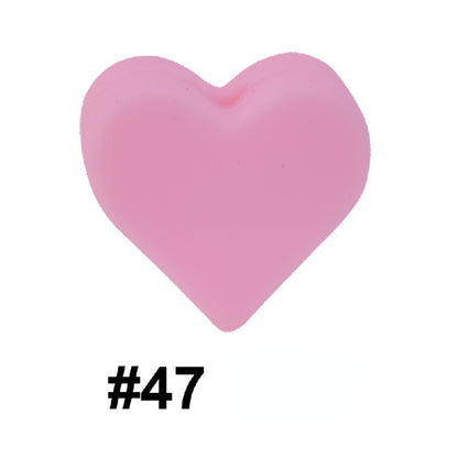 50pcs 14mm Heart Silicone Beads Colorful Diy Teether Accessories 24