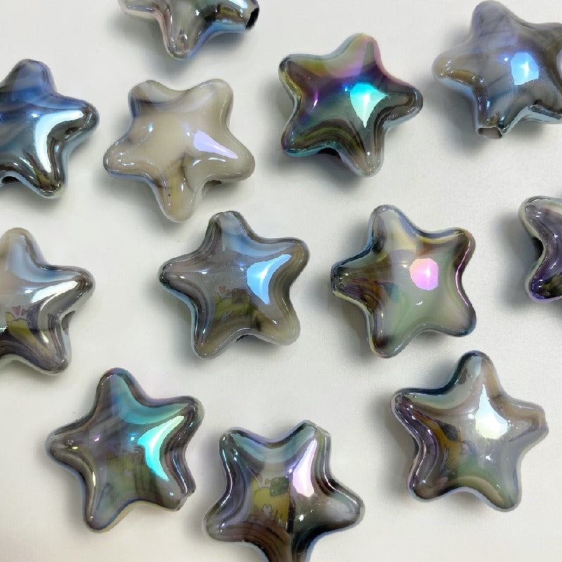 50pcs 22x10mm UV Finish Gradient Star Acrylic Beads 12