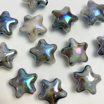 50pcs 22x10mm UV Finish Gradient Star Acrylic Beads 12