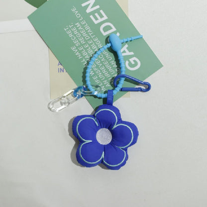 Cute Fabric Flower Silicone Bead Wristlet Keychain with Clip 7