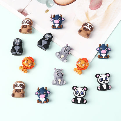 20Pcs Silicone 3D Focal Beads Panda Lion Sloth Animal Sitting Pose 6