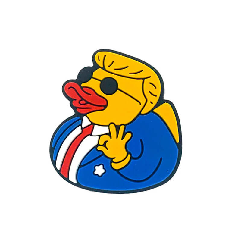 Silicone Focal Beads Yellow Duck Wearing Blue Suit with Red Tie