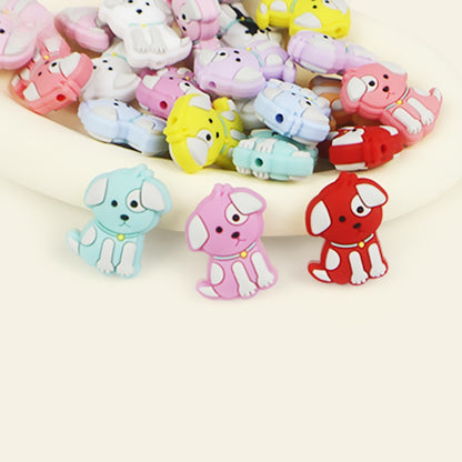 Silicone Focal Beads Cartoon Cute Puppy Sitting Pose 2