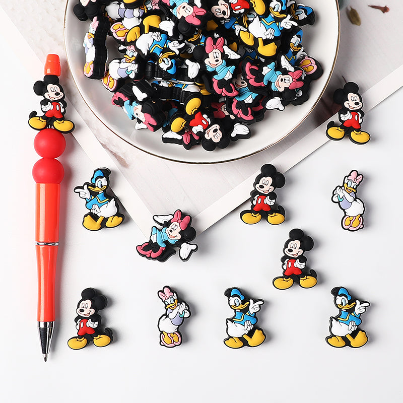 20Pcs Silicone Focal Beads Round Ear Mouse Character Hands on Hips Pose 8