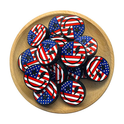 20pcs Silicone Focal Beads Independent Day US Smiling Face Design 2
