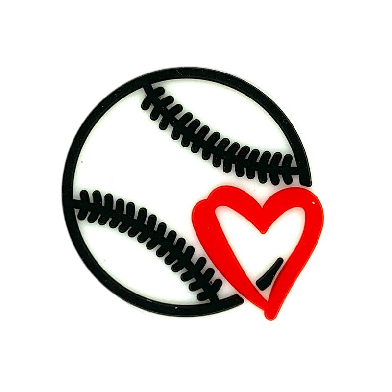 20pcs Silicone Focal Beads Sports Balls with Heart Detail 6