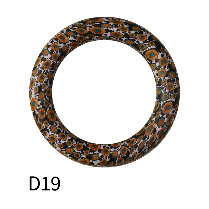65mm Printed Silicone Beads Ring Shape Printed Design 25