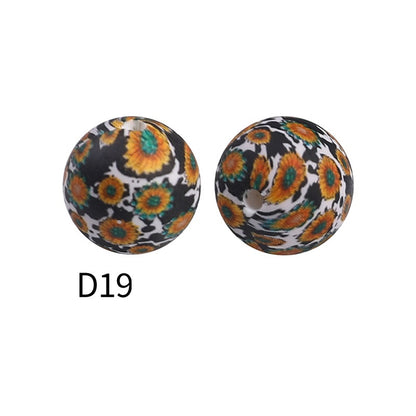 50pcs 15mm Rhombus Printed Silicone Beads Multi Color Design 29