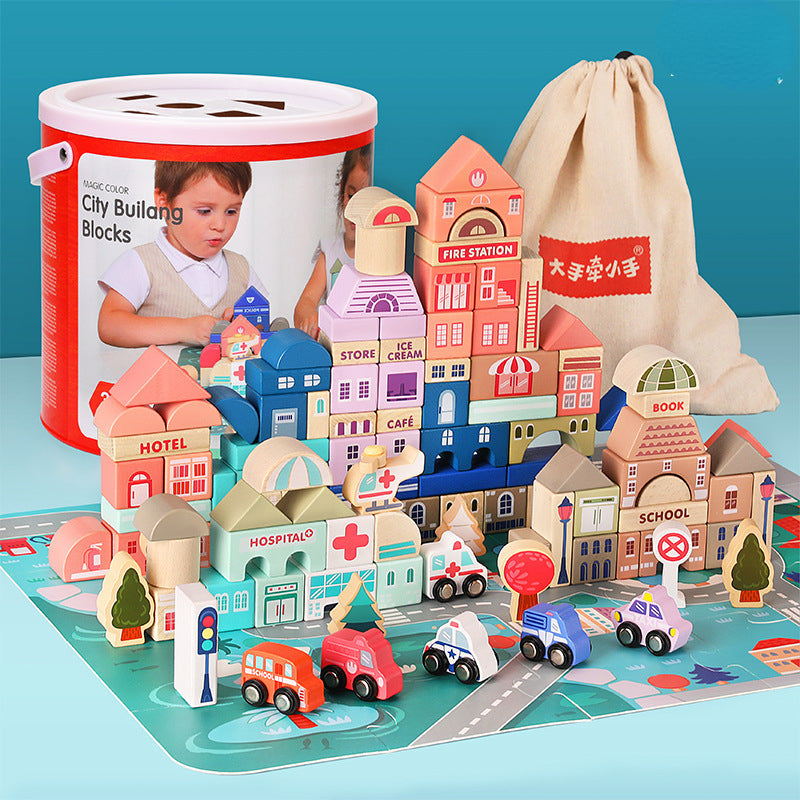 Wooden Building Blocks Educational Montessori Toys for Kids 5