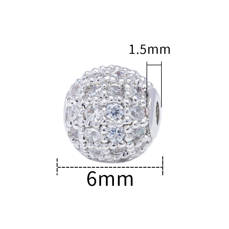 30pcs Fancy Zirconia Paved Brass Round Beads 21
