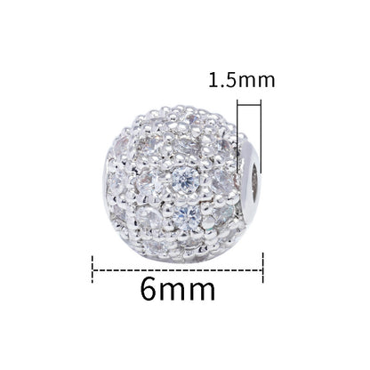 30pcs Fancy Zirconia Paved Brass Round Beads 21