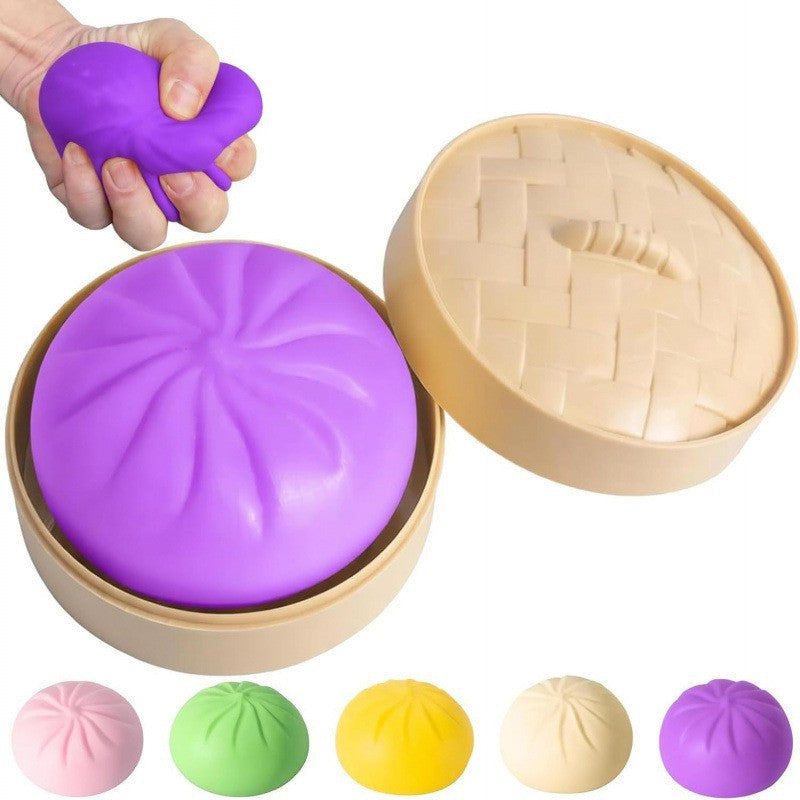 TPR Giant Steamed Stuffed Bun Squishy Soft Squeeze Toy with Steamer 5.5x9cm 9