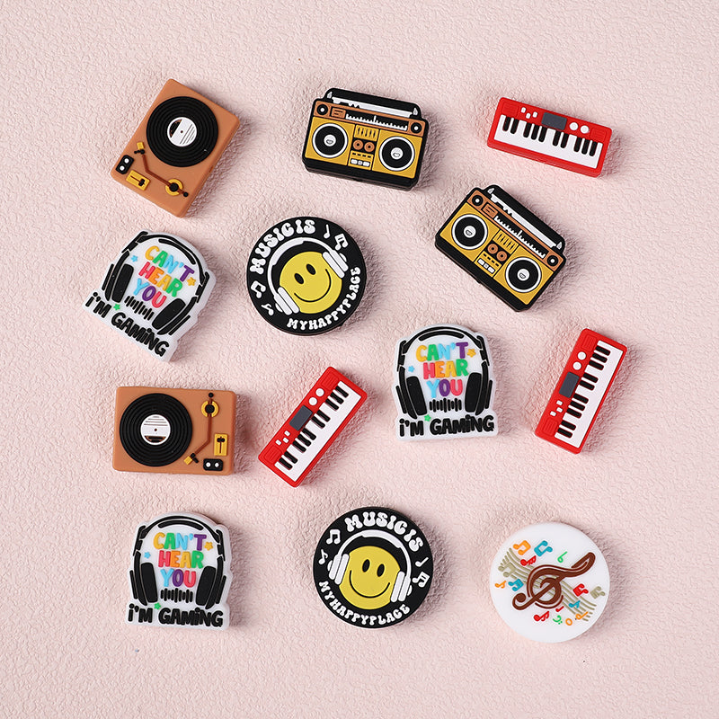Silicone Focal Beads Music Themed Instrument Variety Set 2
