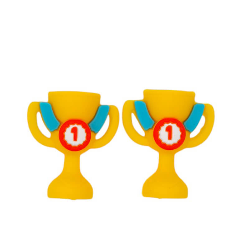 Silicone 3D Focal Beads Champion Trophy Holding Number One Medal