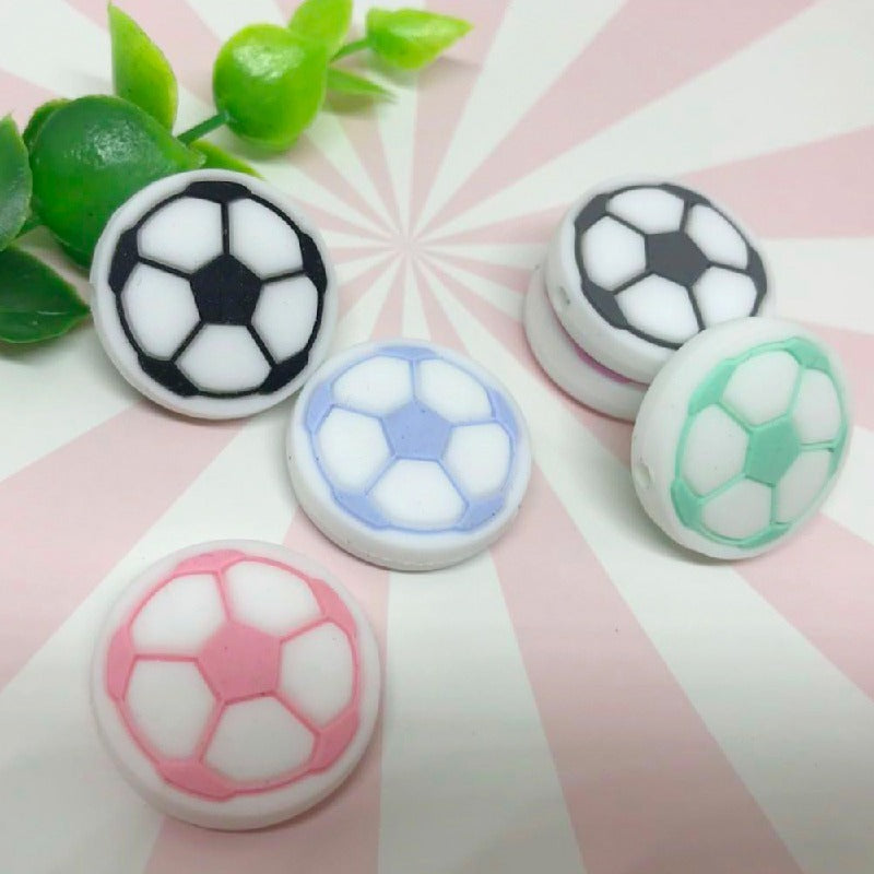 20pcs Silicone Focal Beads Football Round Detail 2