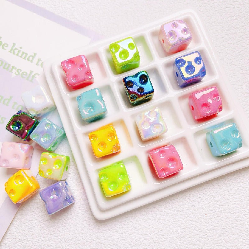 10pcs 14.5mm Light In The Dark Acrylic Cheese Cube Beads