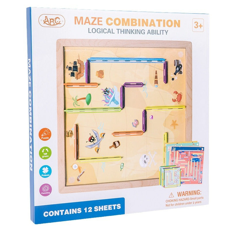 Wooden Thinking Maze Montessori Toys Educational Puzzle for Kids 5