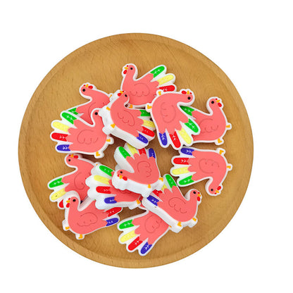 Silicone Focal Beads Colorful Tailed Chicken Front Facing 2