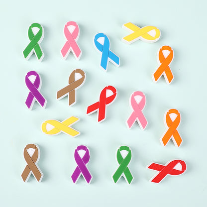 20Pcs Silicone Focal Beads Multi Color Ribbon Front Facing