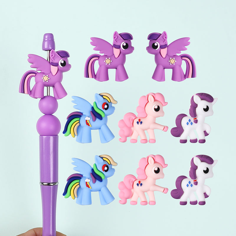 20Pcs Silicone 3D Focal Beads Pony Character Wings Spread 5