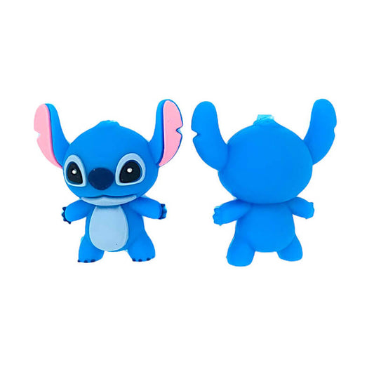 Silicone 3D Focal Beads Blue Alien Character Large Ears Front Facing
