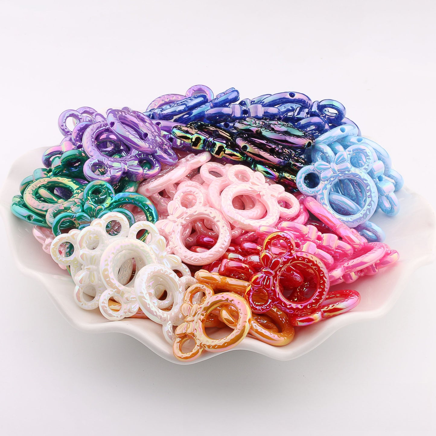 2Pcs 34x37mm Deep UV Color Plated Mickey Ring Head Acrylic Beads 5