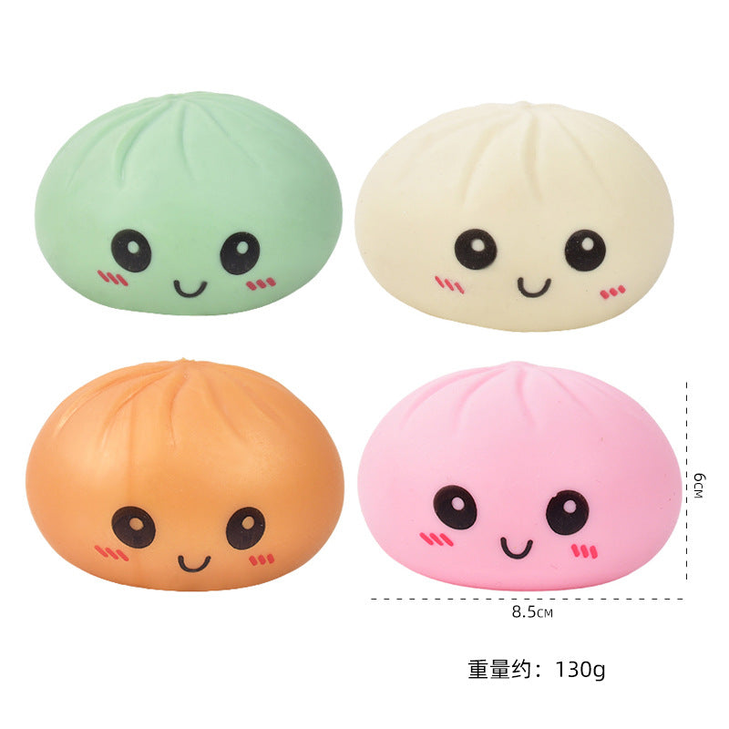 TPR Squishy Dumpling Stress Ball Cute Smiley Face Squeeze Toy for Stress Relief