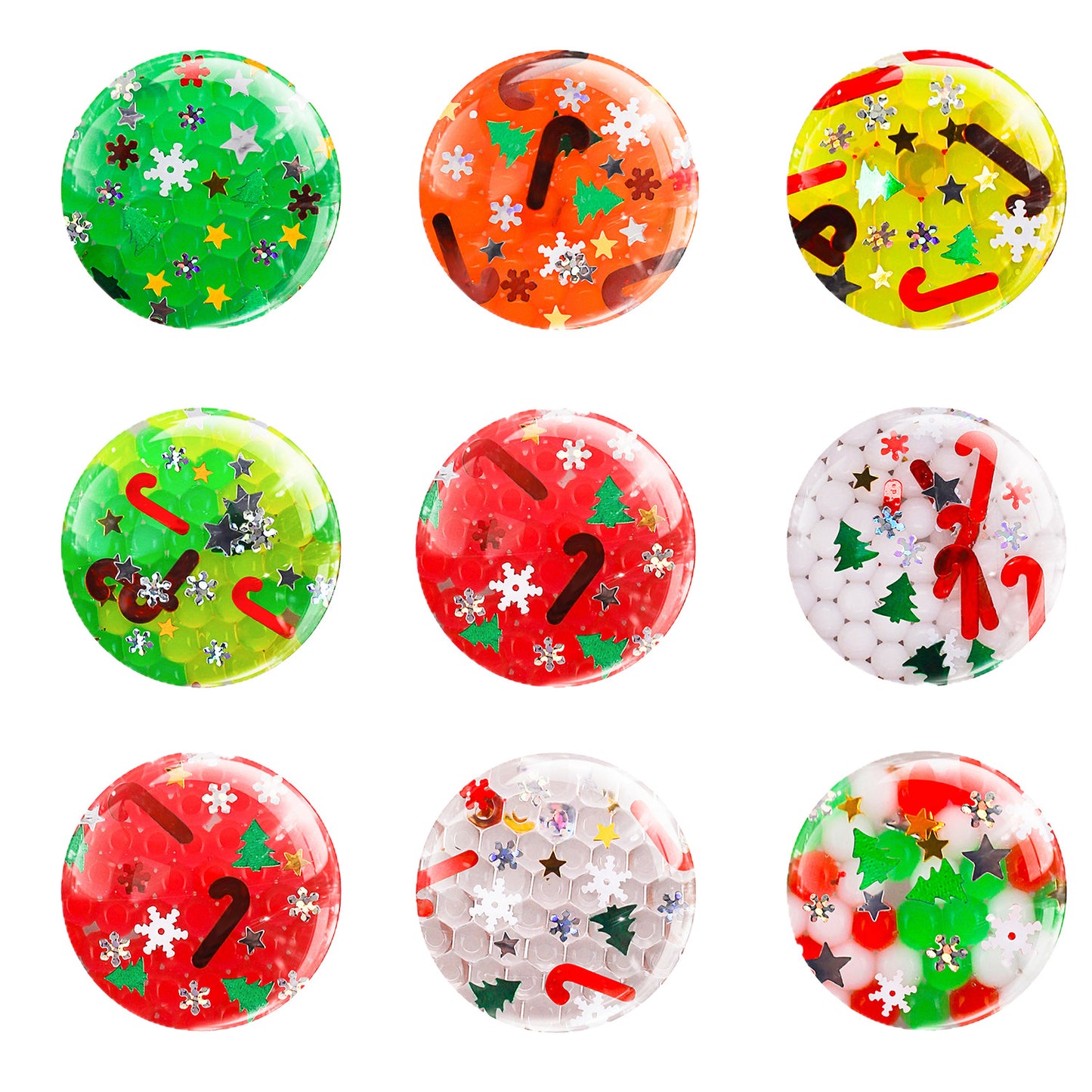 TPR Christmas Glitter Sensory Stress Ball Squeeze Toy 3.5cm 5